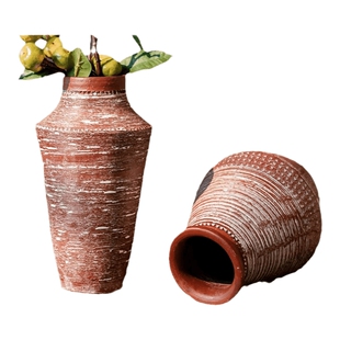 红陶罐手工粗陶多肉花盆花瓶花器土陶罐瓦罐新中式古法制造插干花