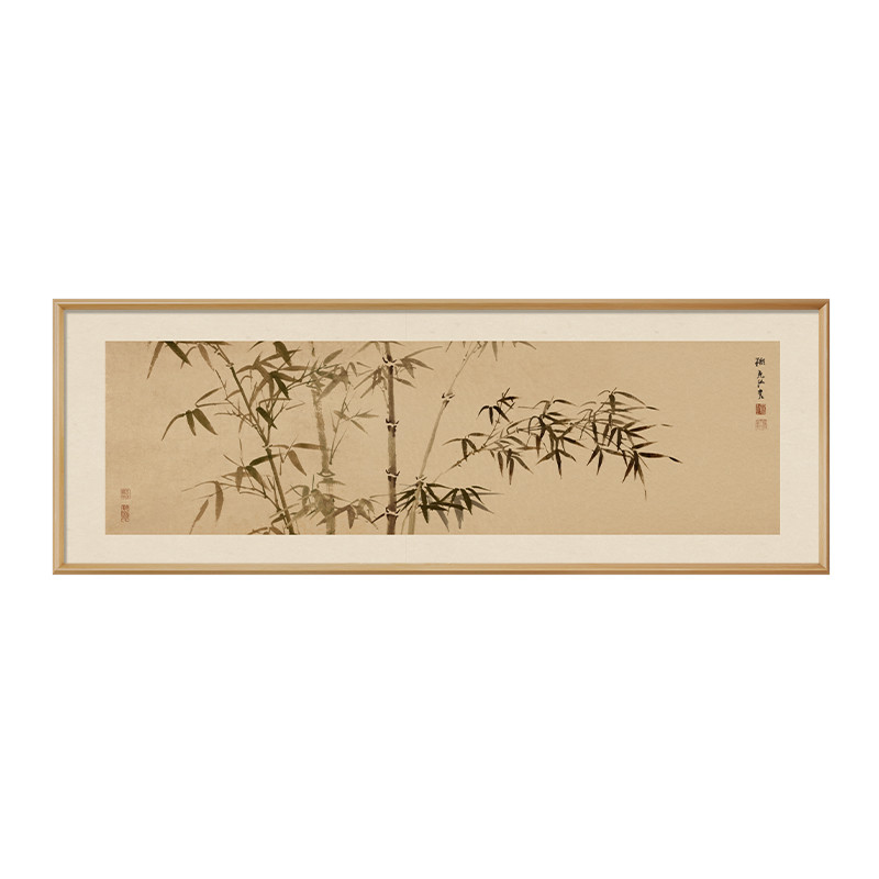 新中式竹报平安茶室装饰画