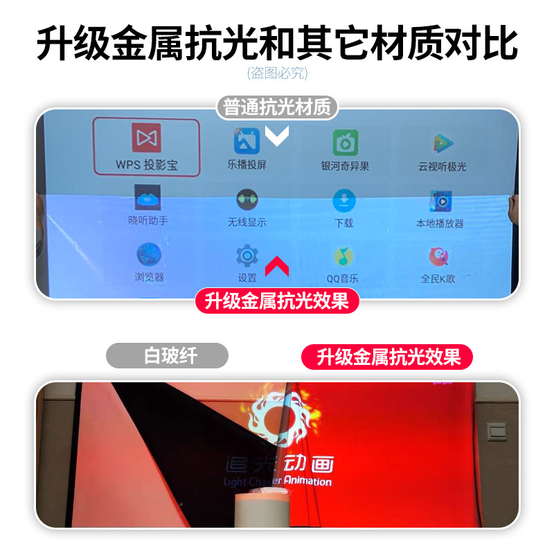 【升级款】便携可折叠金属抗光幕布投影幕布免打孔投影布墙贴60寸