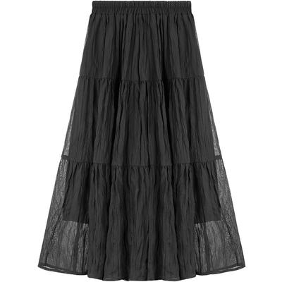 LAGOGO复古中长款A字雪纺半身裙