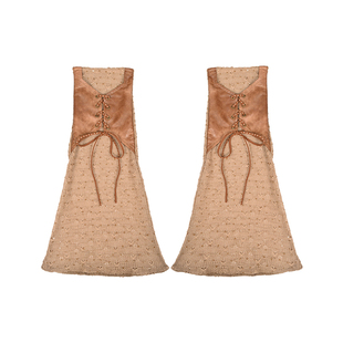 虚轨原创 浪漫消亡废土风复古做旧流浪风针织pu拼接绑带腿套袜套