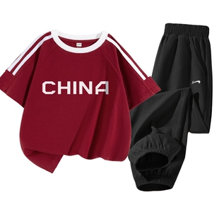 贵人鸟童装女童夏季套装2026新款儿童纯棉短袖t恤中大童运动夏装