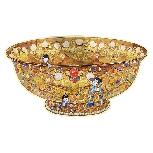 infeelme造景贴纸旧物修复师超大版拼图瓷器贴画金玉碗微缩场景合集本如意瓶大号大版古风3D立体小屋玩具女孩
