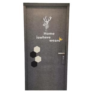 奶油风毛毡门贴自粘防盗门翻新入户门旧木门改造隔音墙贴创意装饰