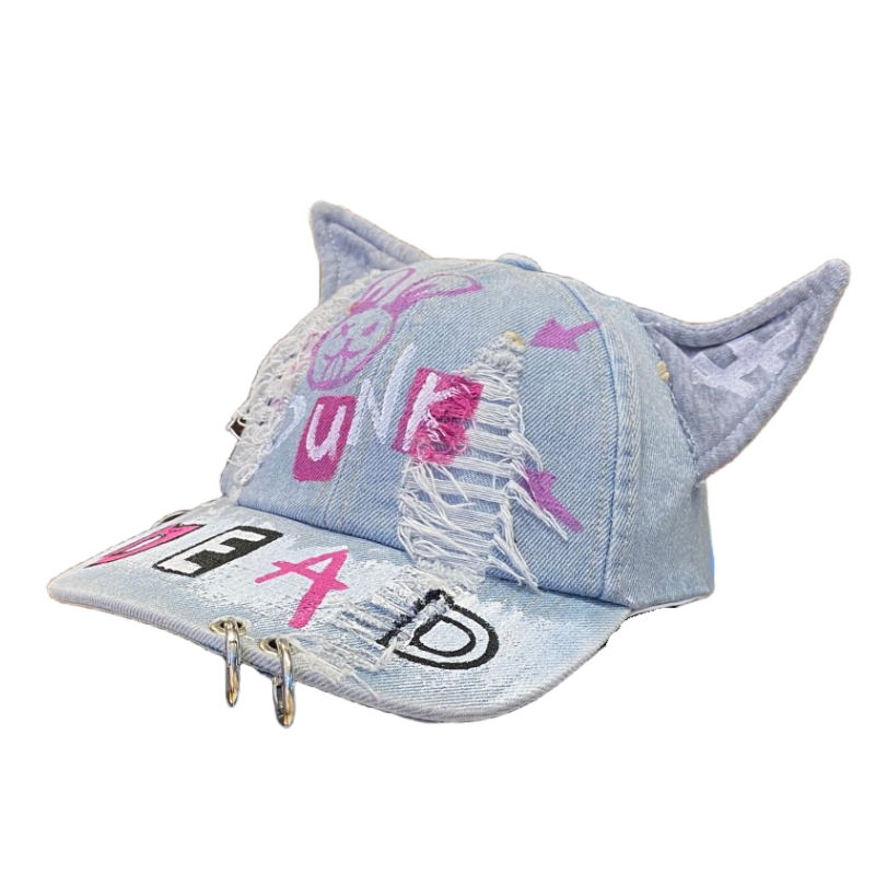 小众个性猫耳朵牛仔棒球帽女春夏