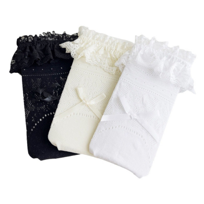 白色蕾丝花边中筒袜子女夏季薄款