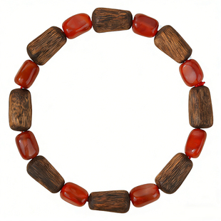 奇楠沉香手串随形南红玛瑙手链火焰纹红色玉石天然檀木五行补木火