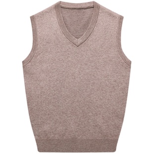 啄木鸟男士秋冬V领针织衫背心中年针织马甲无袖坎肩爸爸装毛衣男