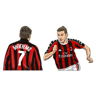 AC米兰汽车贴纸舍甫琴科欧冠意甲划痕贴油箱反光贴电车贴行李箱贴