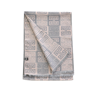 真丝拉绒围巾回纹元素100%桑蚕丝围脖披肩时尚女秋冬季百搭外穿