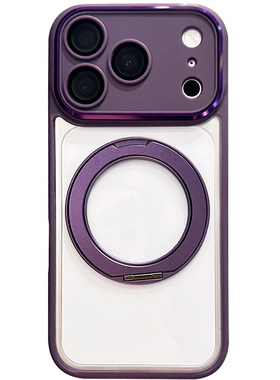 适用苹果17promax手机壳17pro新款男女情侣16pro磁吸支架iphone15pro紫色自带镜头膜14pro透明防摔13高级感12