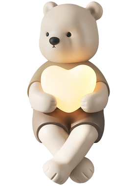 爱心熊LED夜灯搭配大理石底座