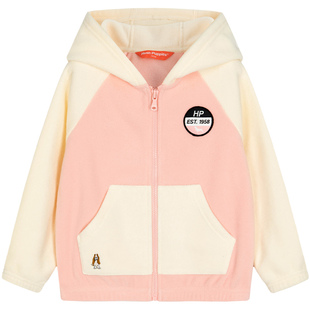 暇步士童装儿童春季摇粒绒外套男童休闲连帽外套女童宽松保暖上衣