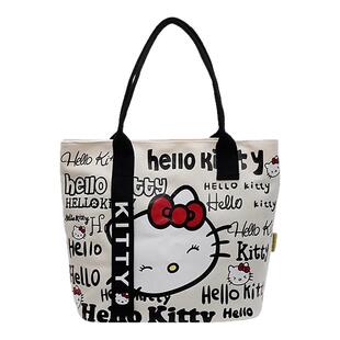 日系卡通kt猫帆布包女2025新款休闲单肩包大容量妈咪包外出手提袋