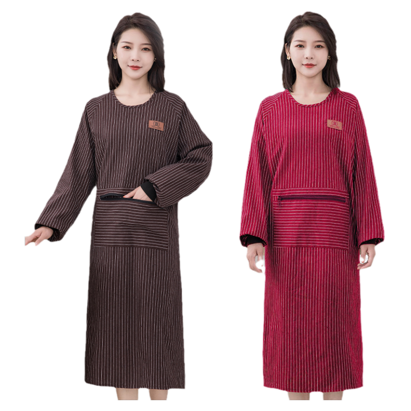 围裙家用厨房纯棉大码200斤加肥加大长袖女2025新款餐饮专用罩衣