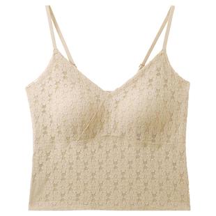 都市丽人细肩带内衣红色本命年结婚吊带背心女带胸垫罩杯免穿文胸