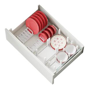 格麦碗盘收纳架厨房抽屉式碗碟分隔橱柜内置柜内放碗盘子置物碗架