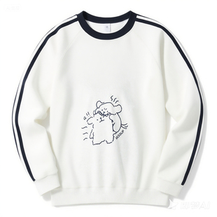 女童卫衣2026新款开春加绒青少年内搭打底上衣女孩初中生线条小狗