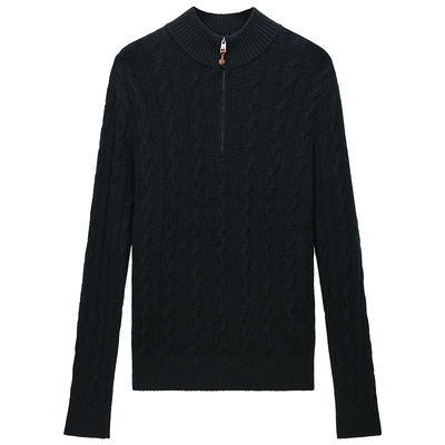 OCHIRLY欧时力羊毛绞花拉链毛衣