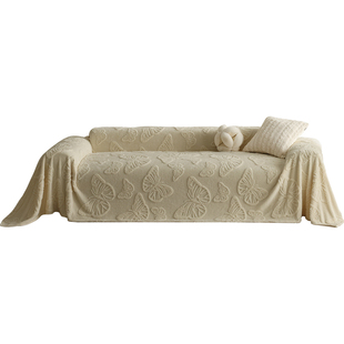 A类母婴级秋冬毛绒沙发盖布奶油风2025新款亲肤不掉毛盖毯沙发巾