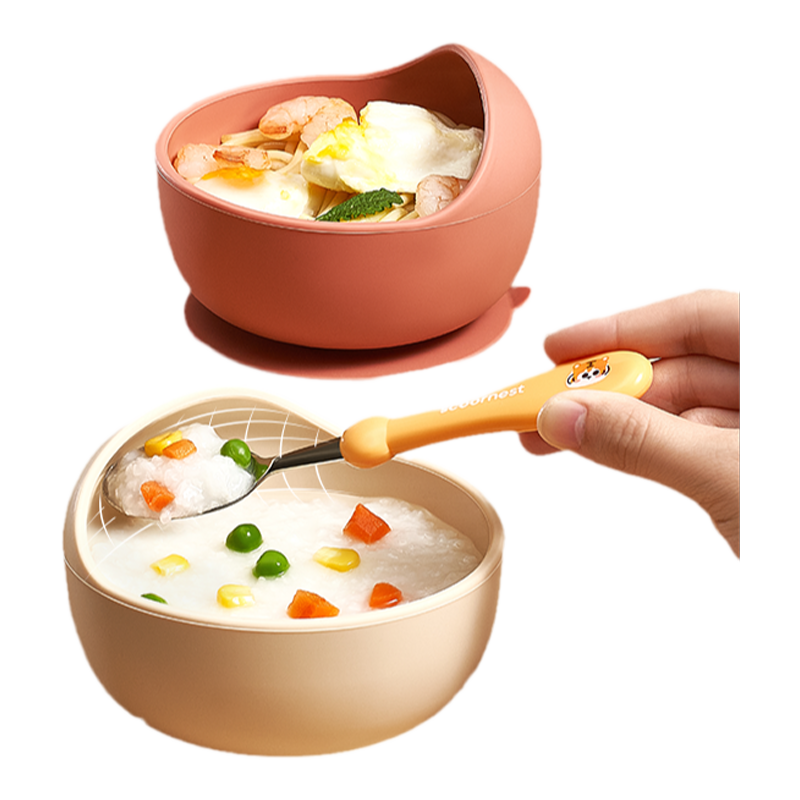 宝宝学吃饭训练辅食碗硅胶儿童餐具一体式婴儿专用吸盘碗防摔防烫
