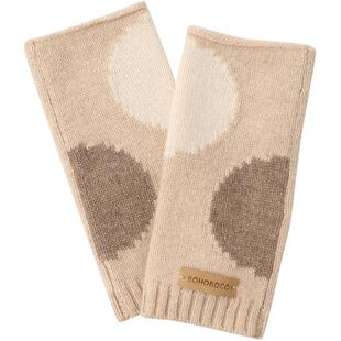 山羊绒半指手套女冬季半截无指露指可爱保暖针织学生写字半掌护腕