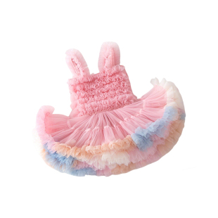 DSCG女童tutu裙新款生日公主裙洋气吊带蓬蓬裙儿童小童兔兔蛋糕裙