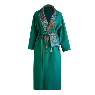 澄渔高定【珑玺翡翠】新中式鼎奢羊驼绒山巅手工重磅刺绣长款大衣