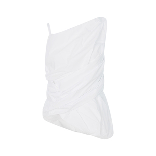 JW ANDERSON 春季白色棉质不对称设计褶皱收腰吊带背心上衣