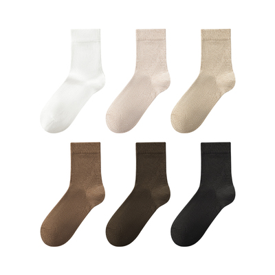 三利秋冬女士纯棉保暖抗菌中筒袜