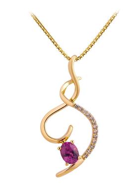 GSTV新款吊坠18K金链子单独蓝宝石白黄金项链石榴石粉色通用女士