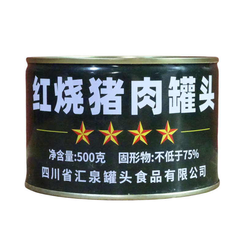 汇泉红烧猪肉罐头500g东坡肉皱皮肉熟食加热即食便携商品整箱包邮