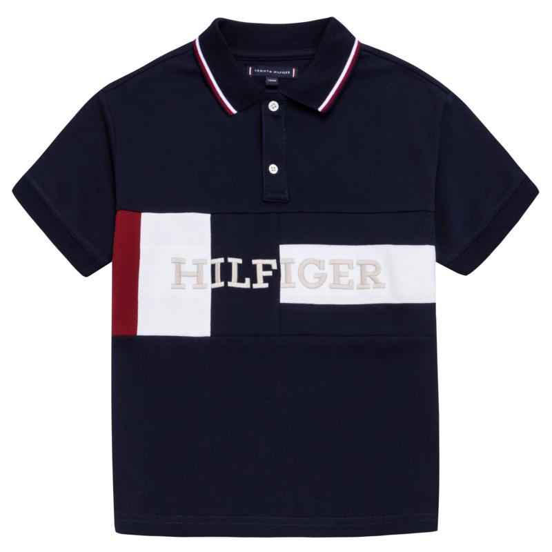 TOMMY童装儿童POLO衫2023夏季新品男童大小童纯棉运动透气短袖T恤