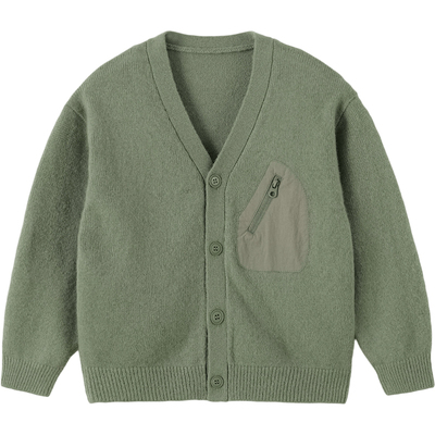 马克珍妮复古V领绵羊毛针织开衫