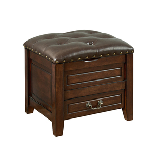 换鞋凳实木真皮凳软包方凳门口家用美式沙发矮凳带抽屉收纳储物凳