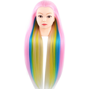 卡美丝彩色假发头模仿真发假人头模型练习盘发编发公仔美发模特头