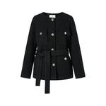 MOISSAC摩萨克冬绵羊毛小香风法式可拆卸腰带毛呢外套女