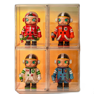 手办展示盒透明可叠加防尘柜盲盒收纳架子molly宇航员积木熊摆柜