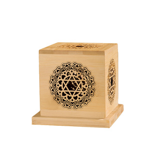 庆祥泰天然加州白鼠尾草净化水晶消磁能量方形植物熏香炉镂空摆件