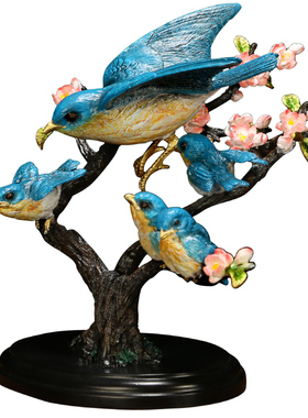 吉善缘《喜上枝头》喜鹊铜摆件 中式客厅乔迁结婚送新人礼物A0048