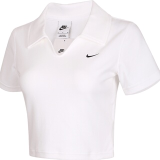 滔搏丨NIKE耐克女子运动深V修身短款POLO衫休闲短袖T恤IO2730-100