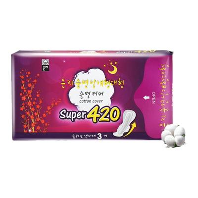 恩芝韩国进口夜用420mm3包卫生巾