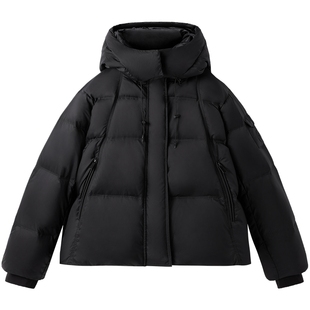 太平鸟女装零压短款连帽泡芙羽绒服冬保暖纯色面包服时尚外套