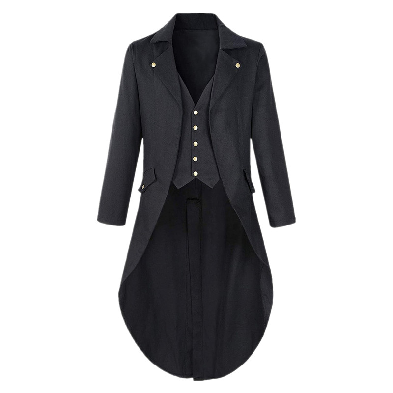 wish亚马逊哥特式燕尾服中世纪蒸汽朋克VTG维多利亚时代cos外套男