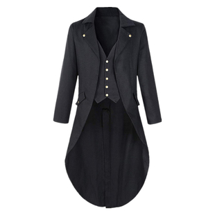 wish亚马逊哥特式燕尾服中世纪蒸汽朋克VTG维多利亚时代cos外套男