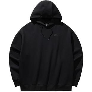 安踏情侣连帽套头卫衣男女2025新款简约休闲宽松加绒潮流长袖上衣