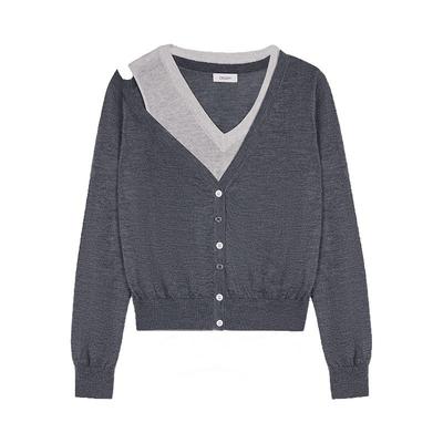 CRUSH轻薄羊绒假两件开衫