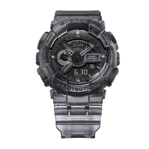 【新年礼物】casio旗舰店灰色冰韧GA-110SKE透明黑武士手表卡西欧