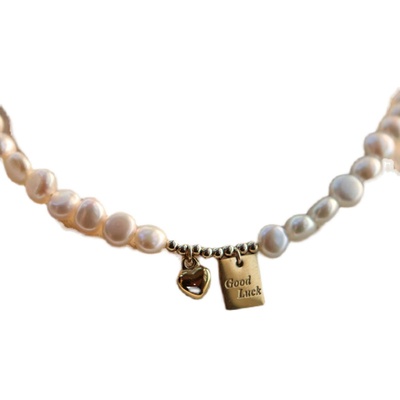 MIMI天然珍珠女爱心吊坠锁骨链