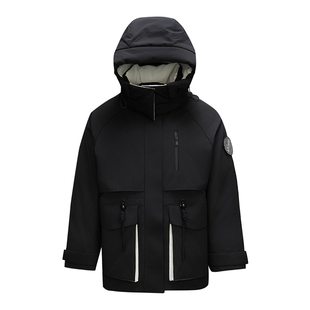 陈都灵森马羽绒服女2025冬季中长款宽松连帽户外防风收腰工装外套